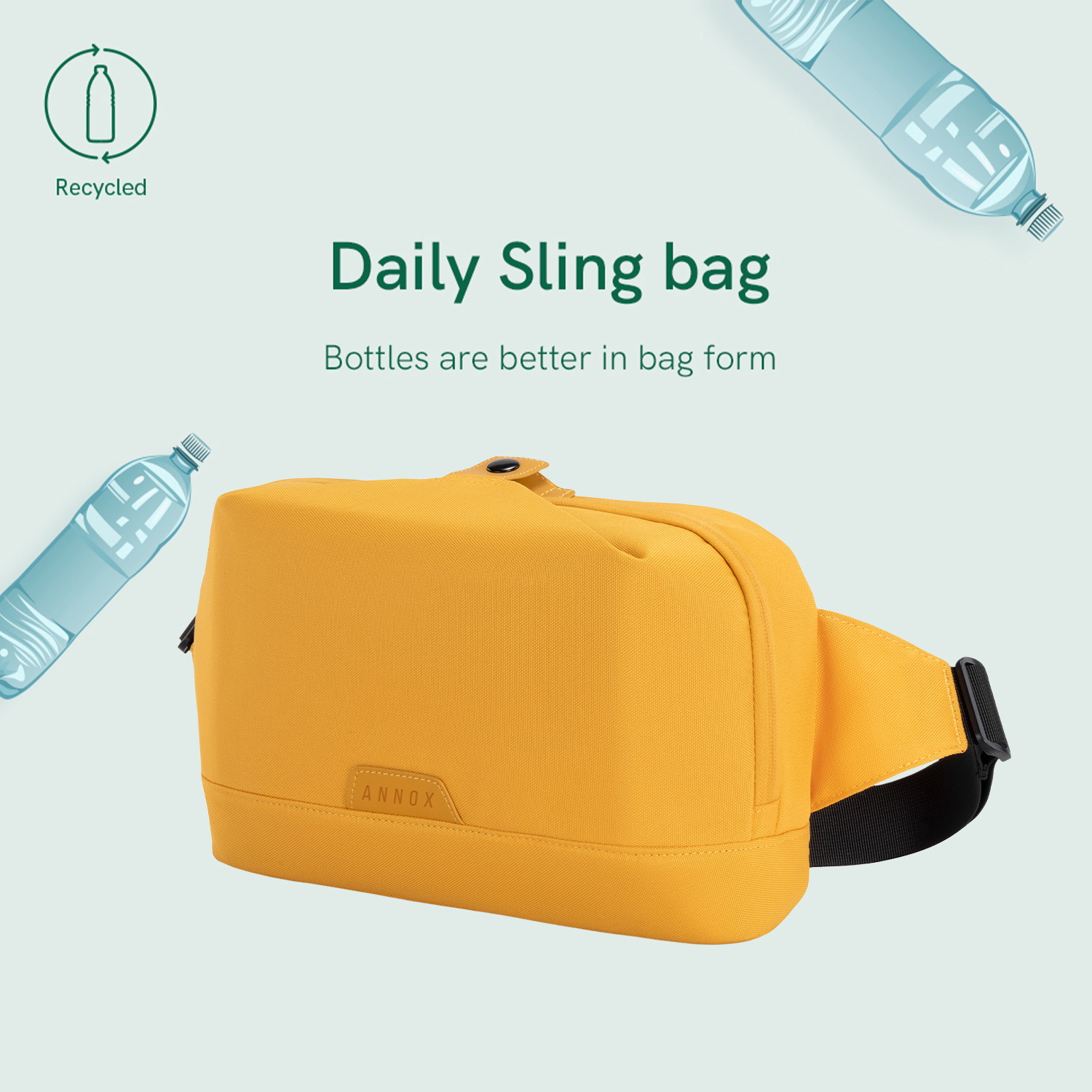 Annox Ecosmart Sling Bag – Water-Resistant Bag in Upcycled Material for Scooters, Skateboards & Roller Skates