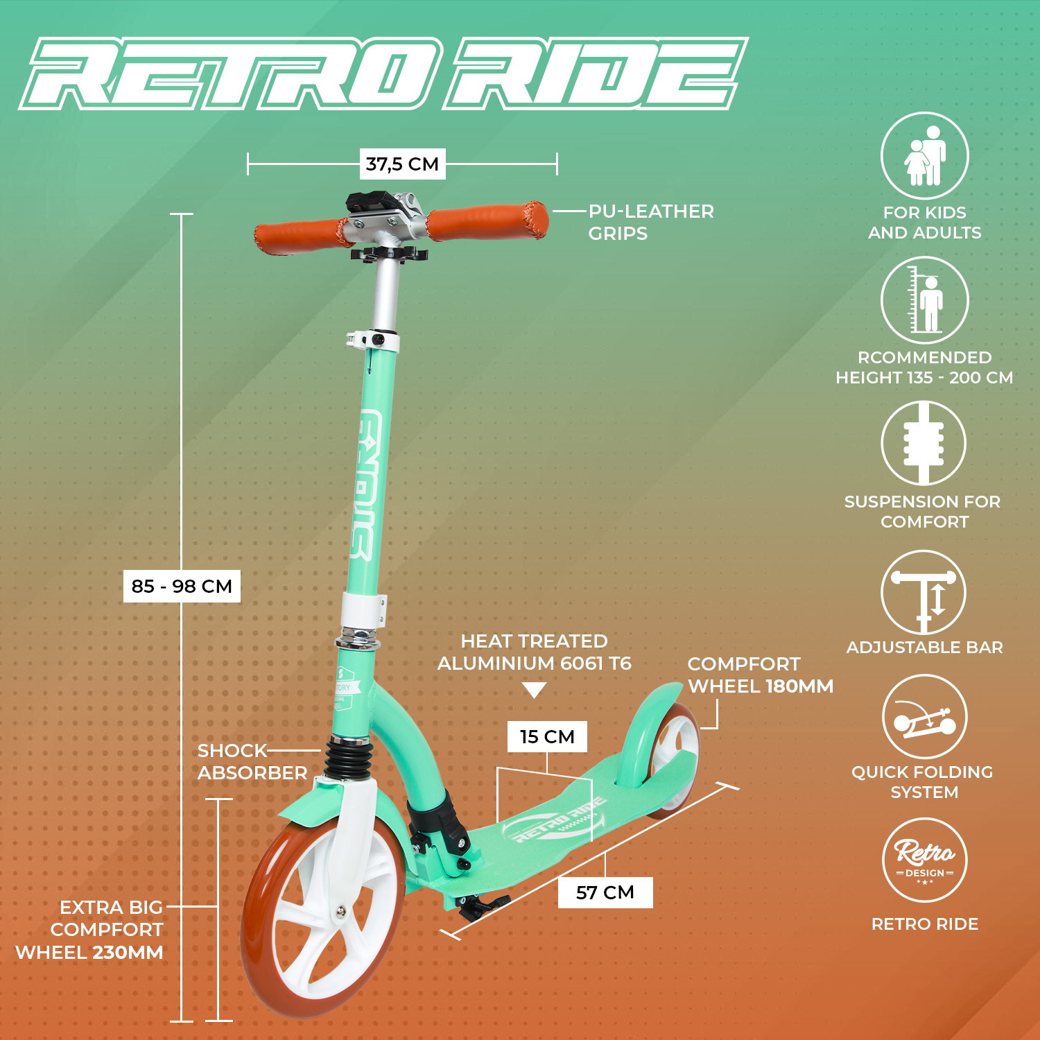Story Retro Ride Foldable Commuter Scooter
