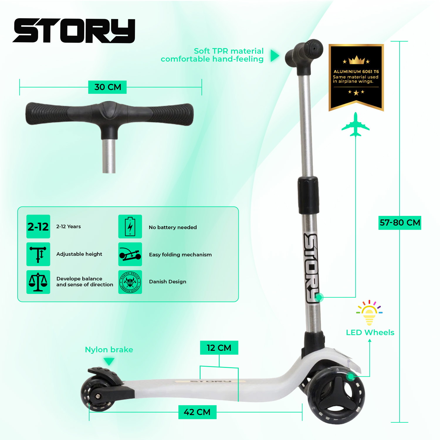 Story Mini Friends LED deluxe 3-wheel kids scooter