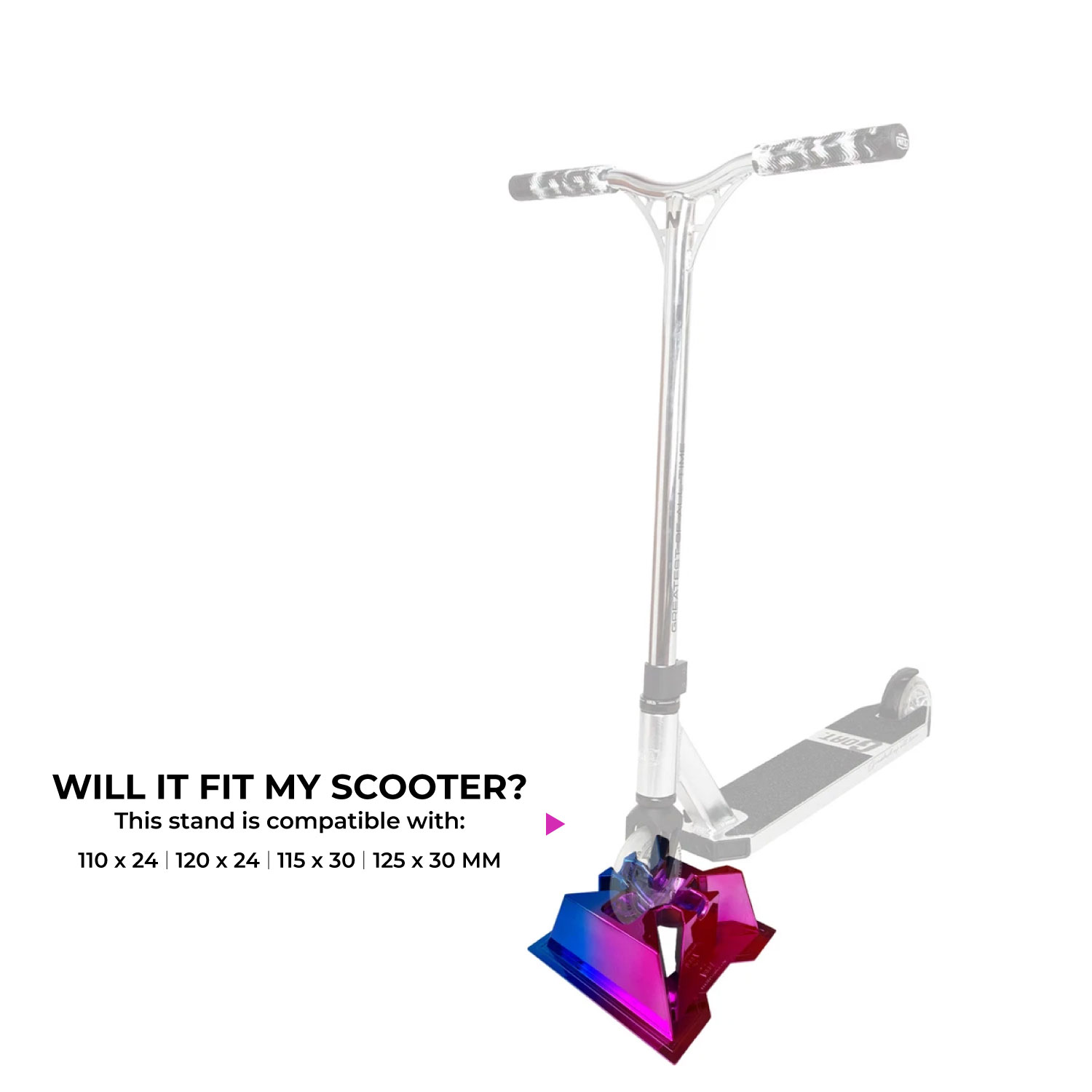 NKD Pro Scooter Stand – Holder for 110–125 mm wheels, 24/30 mm width