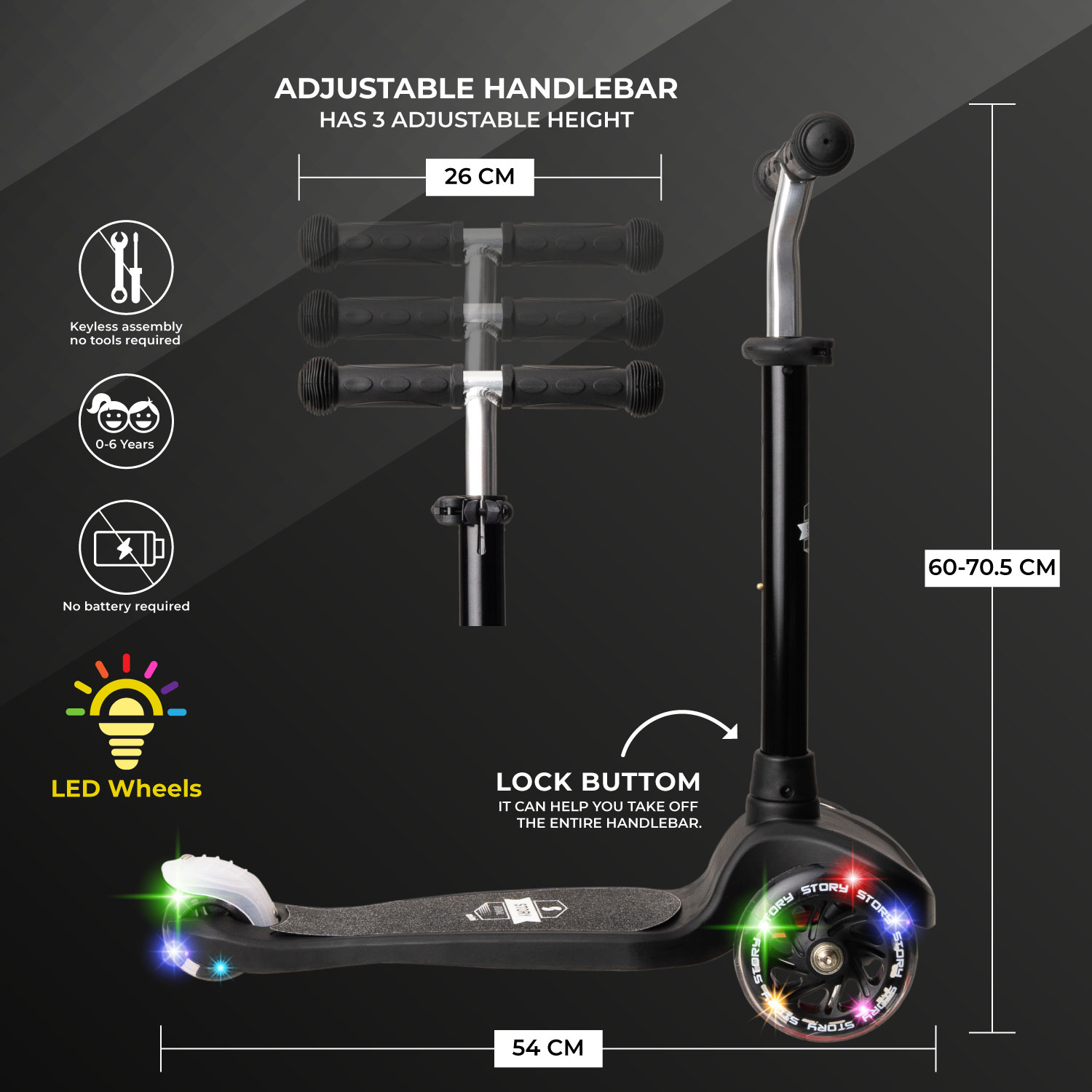 Story Mini LED 3 Wheel Scooter