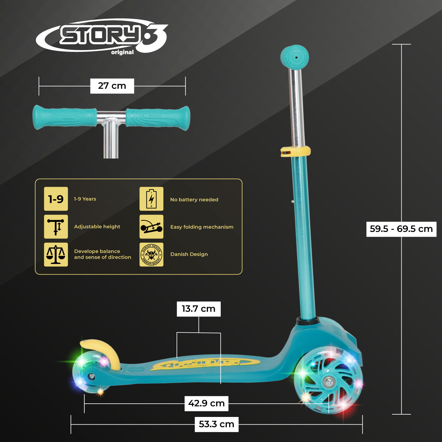 Story MoveLite 3-Wheel LED Kids Scooter