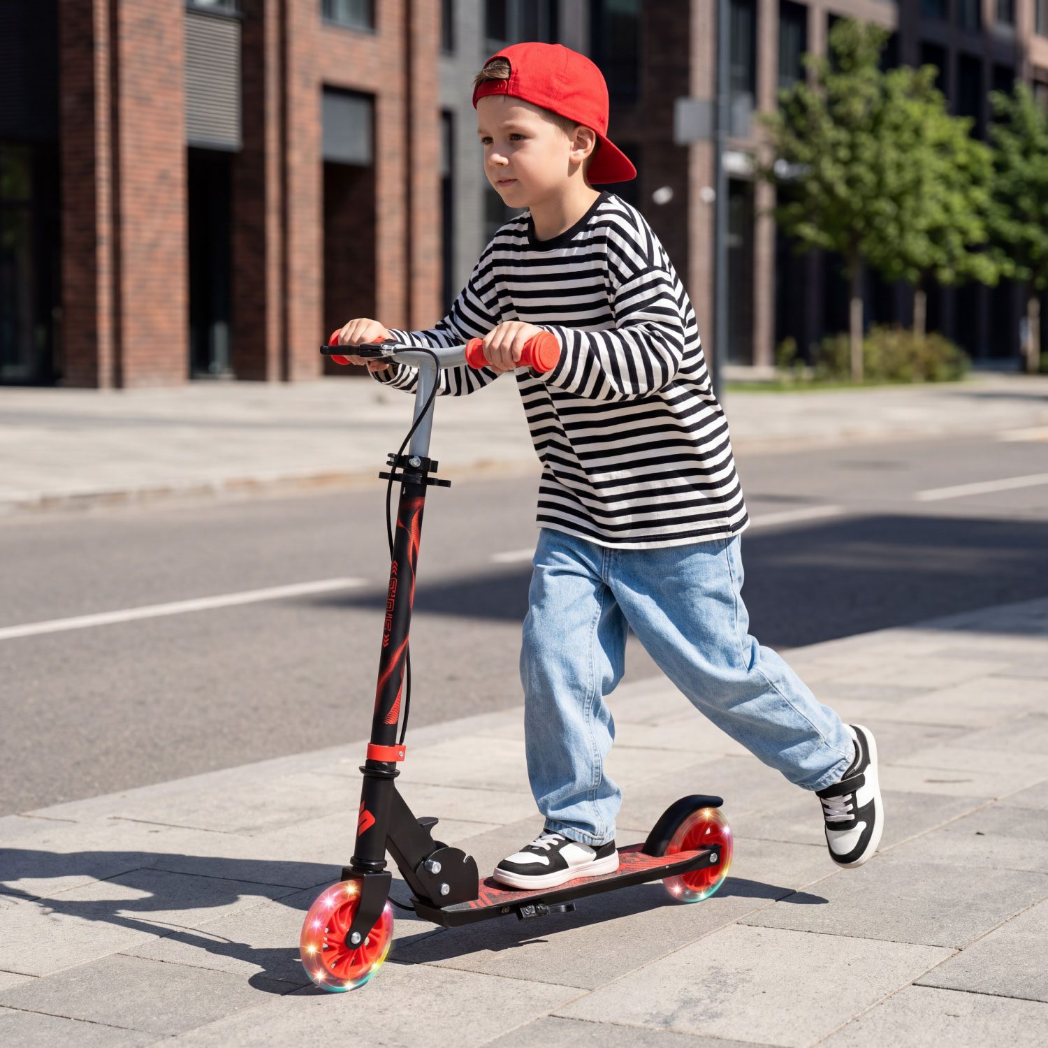 Story Play Kids Scooter With Handbrake And LED Wheels